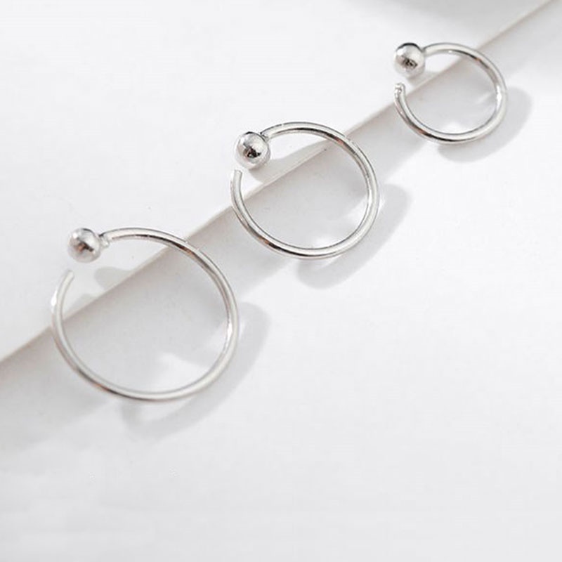 Khuyên tai mạ bạc 925 hình tròn đơn giản thời trang Hàn Quốc dành cho nữ