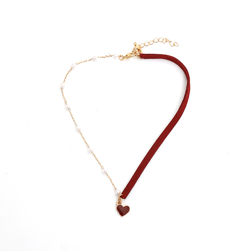 Vòng Cổ Choker Mặt Trái Tim Đính Ngọc Trai Nhân Tạo Phong Cách Vintage