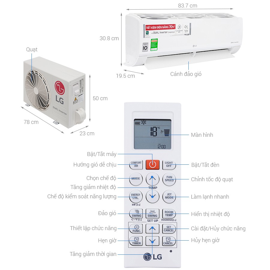 Máy lạnh LG Inverter 1.5 HP V13ENS1