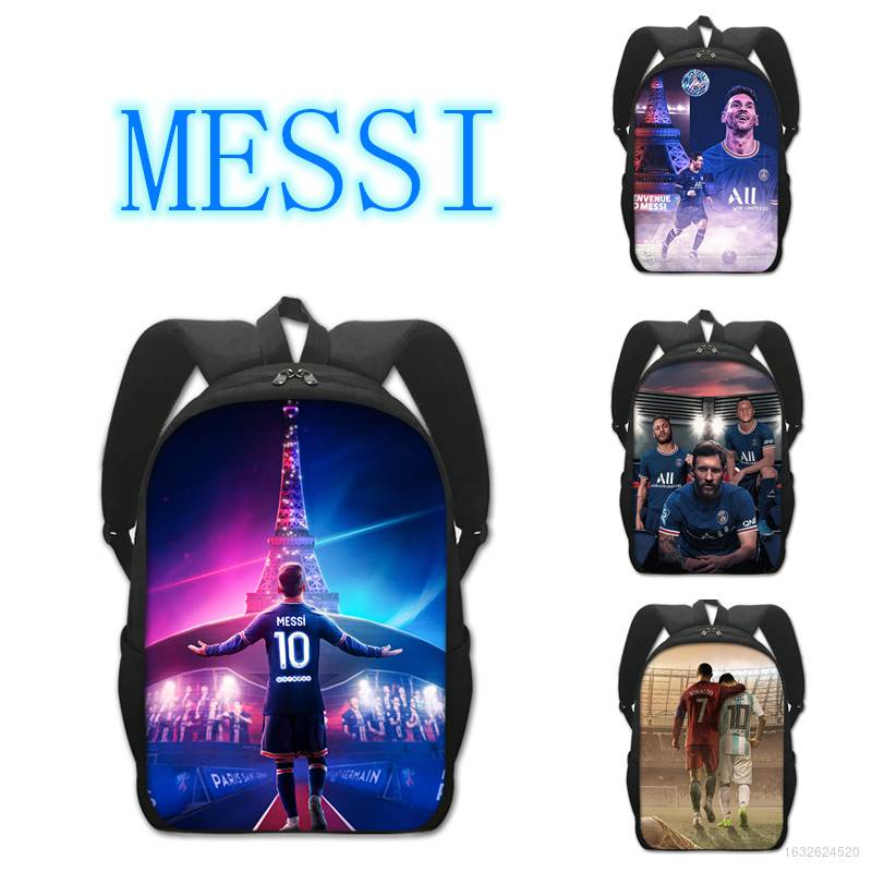 Ba lô nam nữ đi học in hình cầu thủ bóng đá Messi Paris Saint Germain