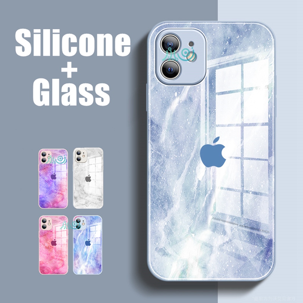 Ốp Điện Thoại Kính Cường Lực Họa Tiết Vân Đá Màu Nước Cho Iphone 11 12 Pro Max X Xs Max Xr 7 + 8 Plus Se 2020 11 Pro Max | BigBuy360 - bigbuy360.vn