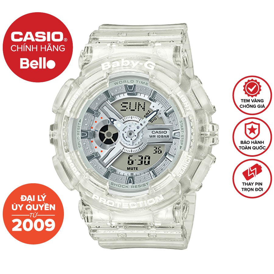 Đồng hồ dây nhựa Casio Baby-G Nữ BA-110CR-7A chính hãng bảo hành 5 năm Pin trọn đời