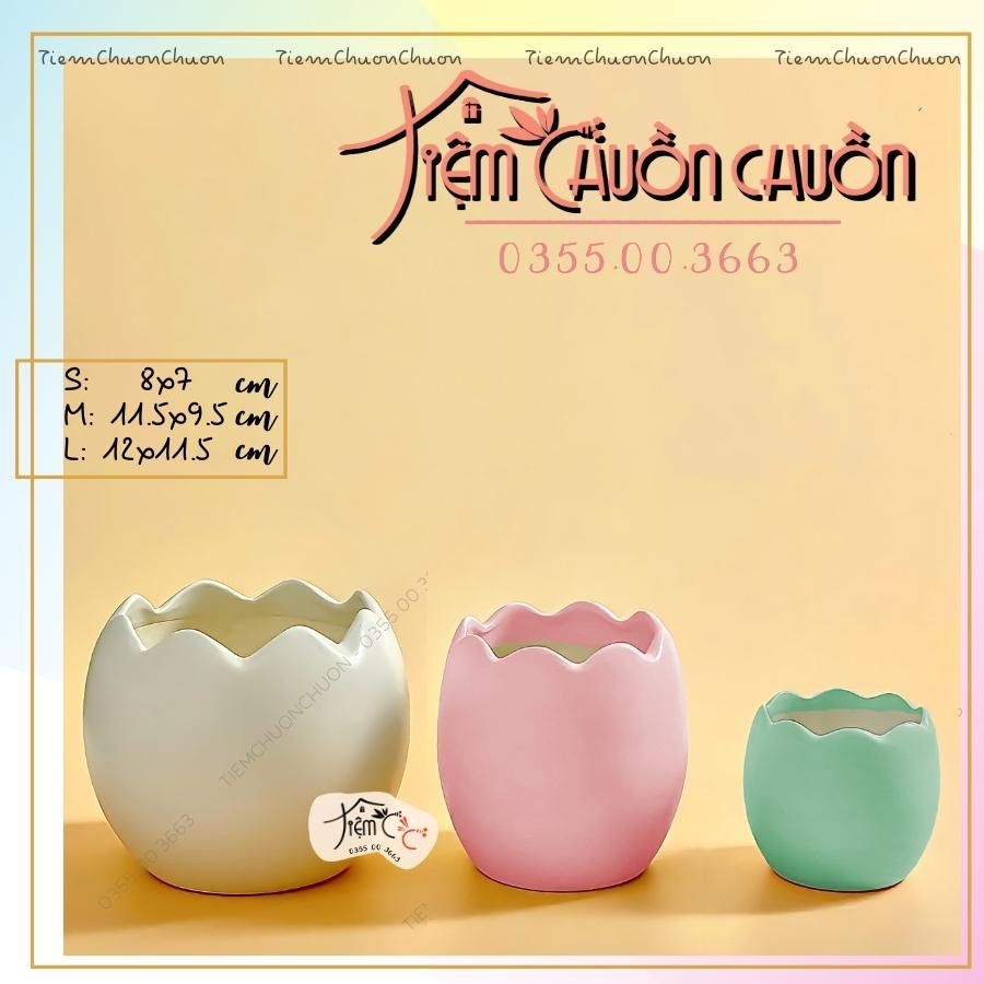 Chậu Trứng Men Pastel 6 Màu - Chậu sứ Trồng Cây Cảnh - Trang Trí Sân Vườn - tiemchuonchuon - Gốm sứ Bát Tràng