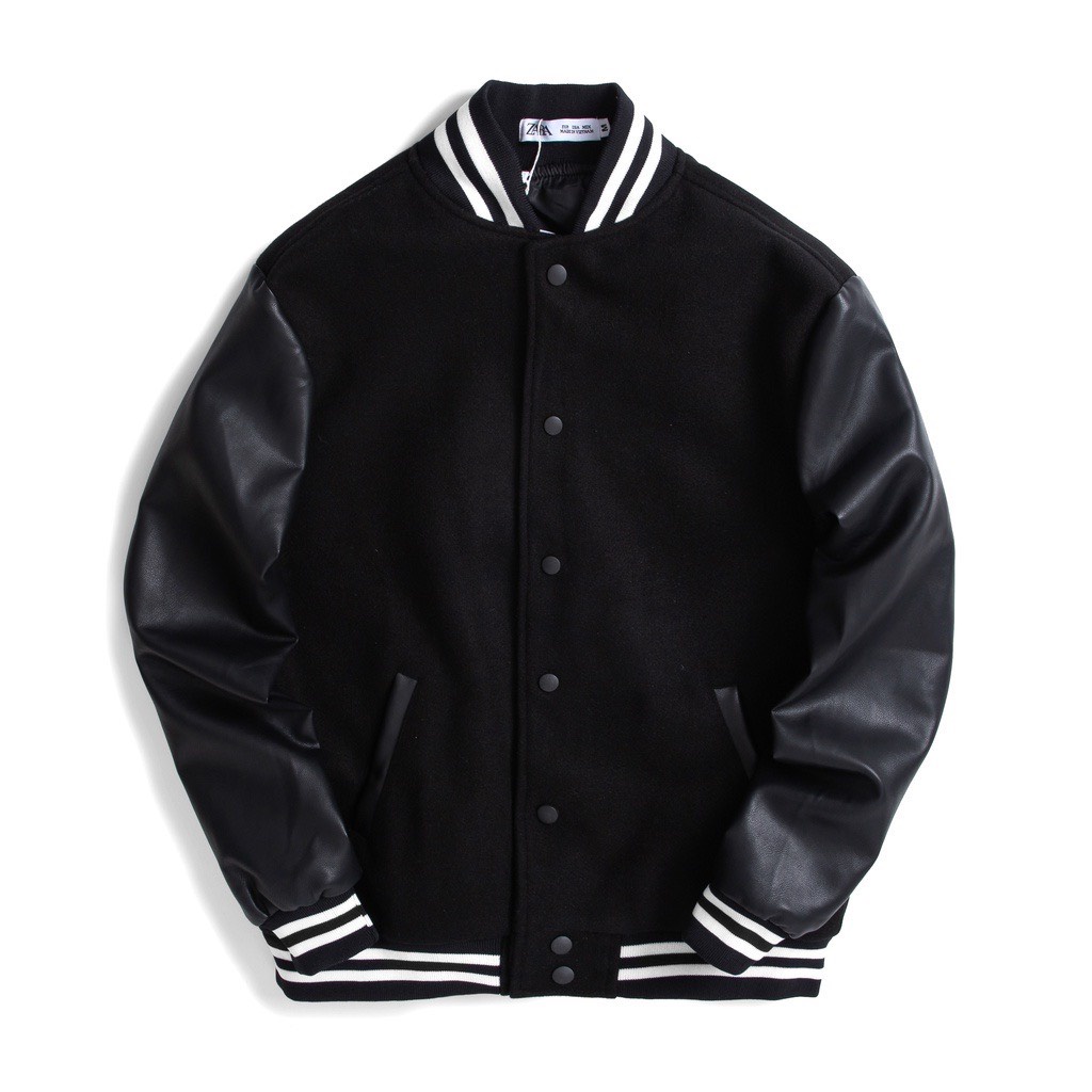 Áo khoác nam nữ Bomber GVC chất liệu nỉ ống tay pha da phong cách cực chất