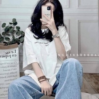 Áo phông nữ unisex form rộng tay lỡ in hình cổ tròn NAVISA AT256