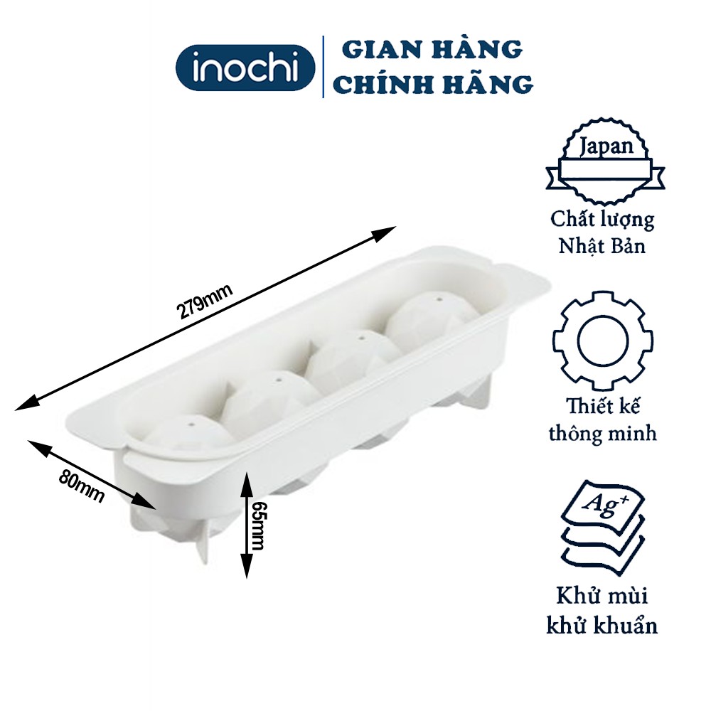 Khay đá tròn - vỉ làm đá bi tủ lạnh kari inochi Nhật Bản cỡ lớn chất liệu nhựa nguyên sinh cao cấp chính hãng KDT01