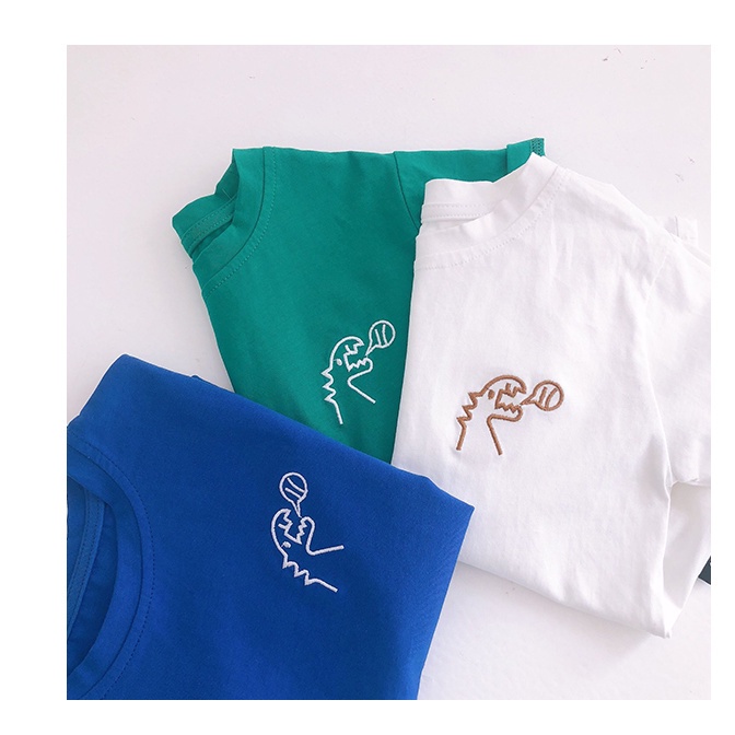 Áo Thun Ngắn Tay In Hoạt Hình Khủng Long Kiểu Hàn Quốc Thời Trang Mùa Hè Cho Bé Trai 2022