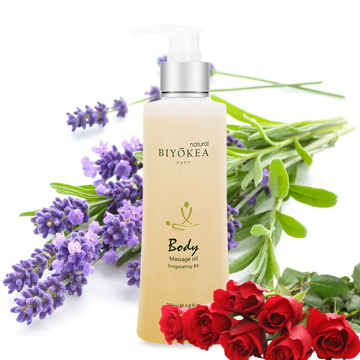 DẦU MASSAGE BODY, DẦU MÁT XA THƯ GIÃN OẢI HƯƠNG VÀ HOA HỒNG 200ML BIYOKEA