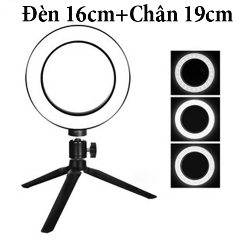 ⚡Đèn Livestream 16cm⚡  kèm chân Tripod để bàn - Có 3 chế độ sáng Hố Trợ Ánh Sáng Chụp Ảnh, Học Online,Make up