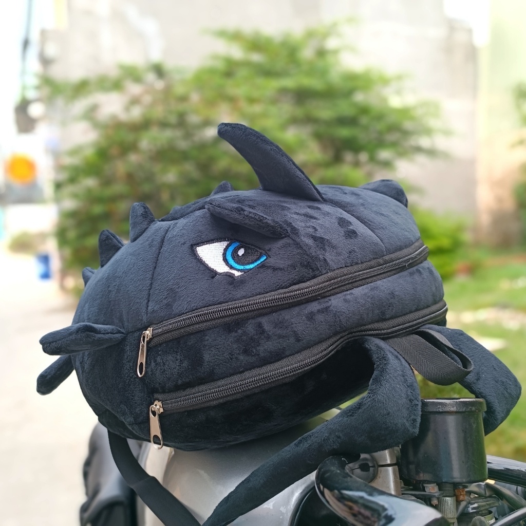 Balo khủng long size lớn,Balo vải nhung mịn Màu Đen,2 ngăn