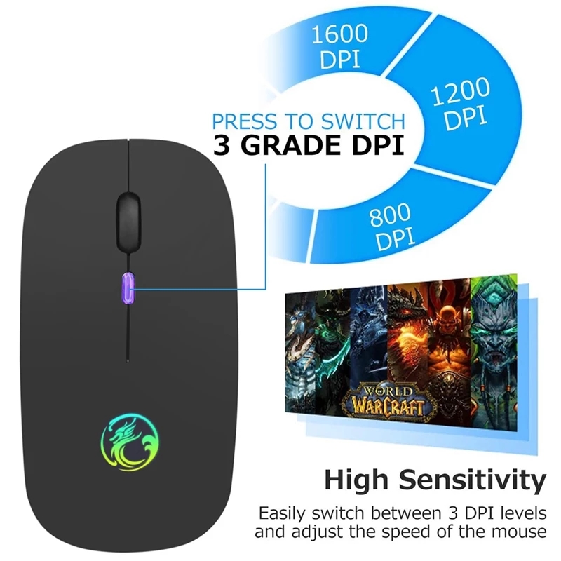 Chuột Chơi Game Không Dây Bluetooth 2.4ghz Có Đèn Led