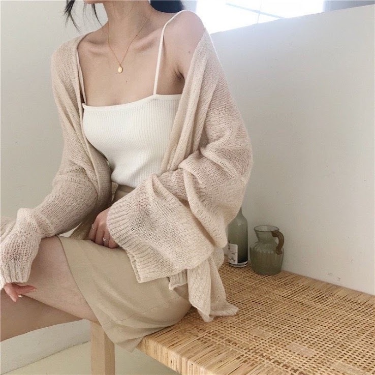 Áo khoác nữ áo cardigan len mỏng nhẹ nhàng Kawaii Mise