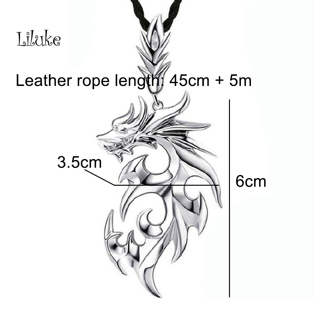 Vòng cổ Giả Da Mặt Hình Rồng Cá Tính Cho Nam