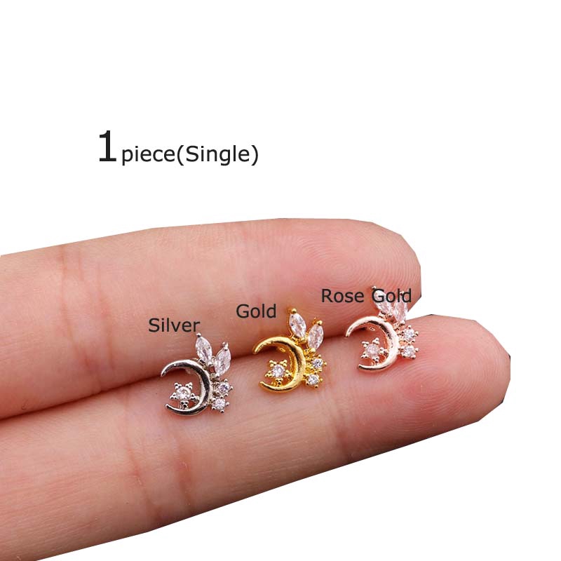 Khuyên tai hình mặt trăng đính đá thời trang sang trọng cho nữ