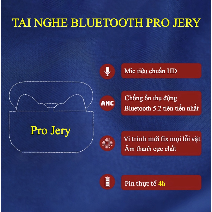 Tai Nghe Bluetooth Pro Chip Jerry A8S Cao Cấp Pin 4H / Tai Nghe Không Dây Jery A8 Định Vị Đổi Tên - Bảo Hành 6 Tháng