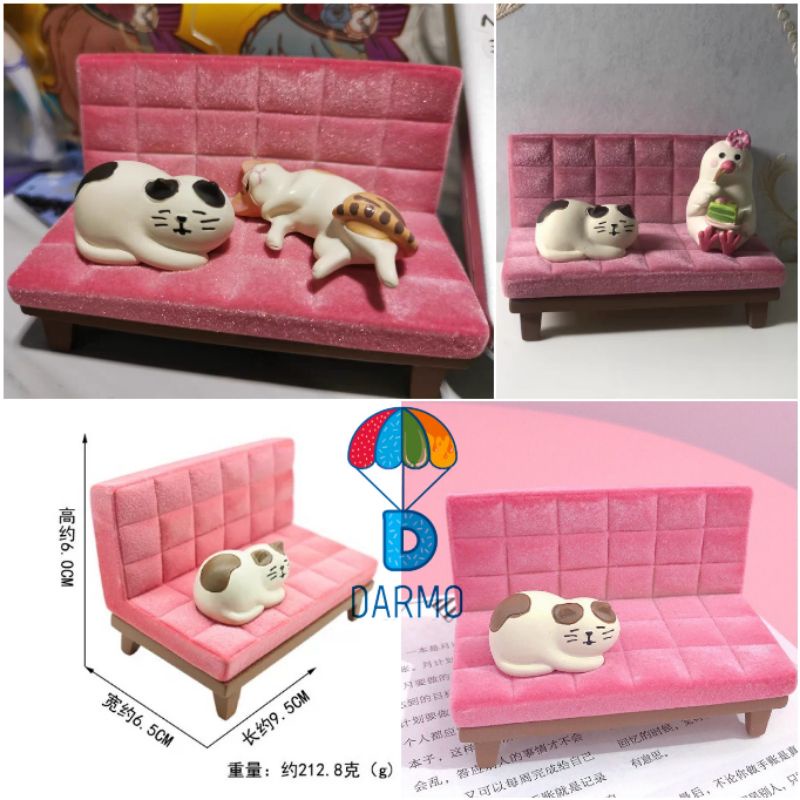 Giá đỡ điện thoại trang trí bàn hình mèo zakka nằm dài trên ghế sofa hồng concombre by decole