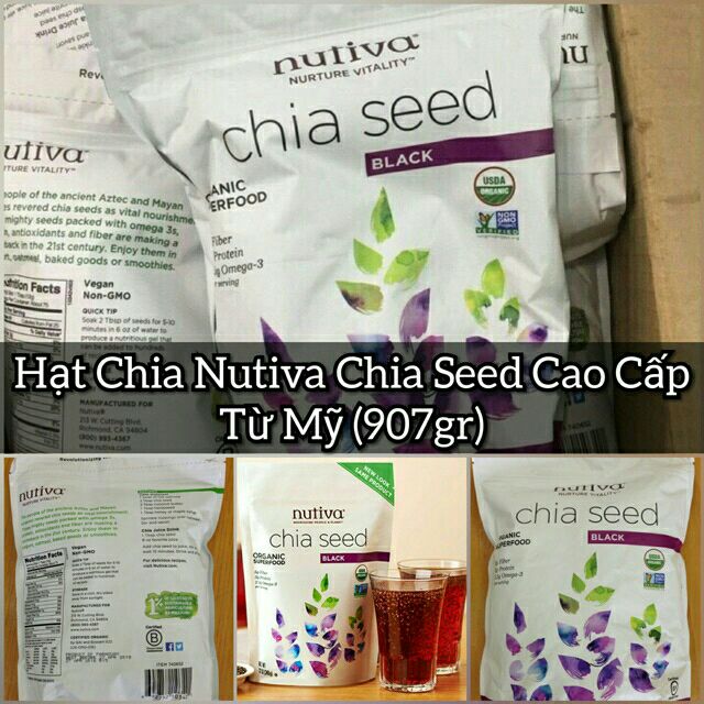 Hạt Organic Chia Seeds đen Mỹ bịch 1kg date 2021