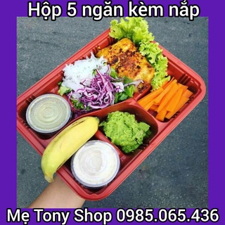 [An Toàn Sức Khỏe] Set 10 Hộp Nhựa Đựng Cơm 5 Ngăn Dùng 1 Lần TTK HC5