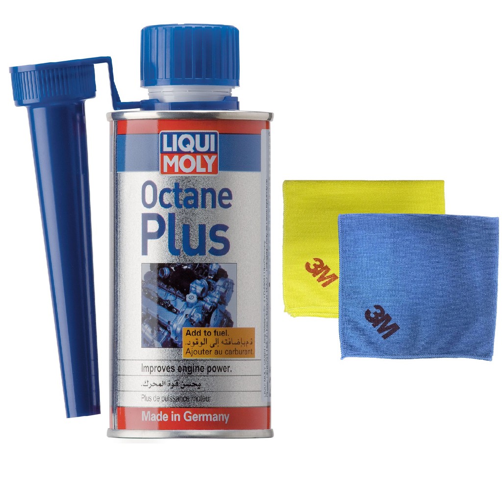 Phụ gia tăng chỉ số octane cho xăng Liqui Moly 2956 dung tích 200ml tặng kèm 1 khăn lau 3M 36cm x 36