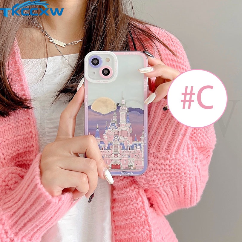 Ốp Điện Thoại Trong Suốt Chống Sốc Hình Lâu Đài Cho iPhone 14 13 12 11 Pro Max 14 Plus 13 12 Mini