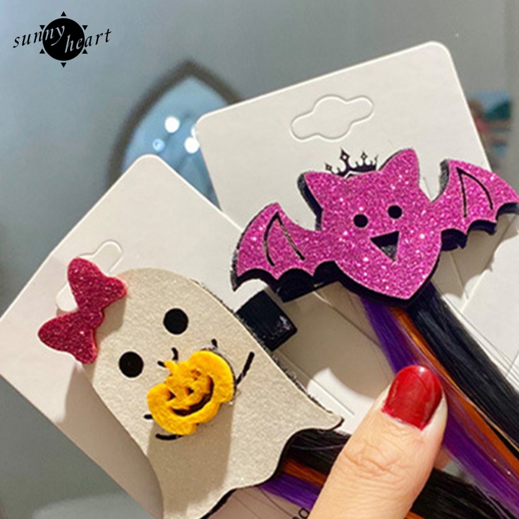 Kẹp Tóc Giả Bằng Sợi Tổng Hợp Hóa Trang Halloween Dễ Thương Cho Bé Gái