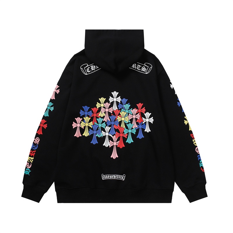 Áo Hoodie Cotton Tay Dài In Chữ Chrome Hearts Cross Sanskrit Horseshoe Phong Cách Thể Thao Thời Trang Thường Ngày Dành Cho Cặp Đôi