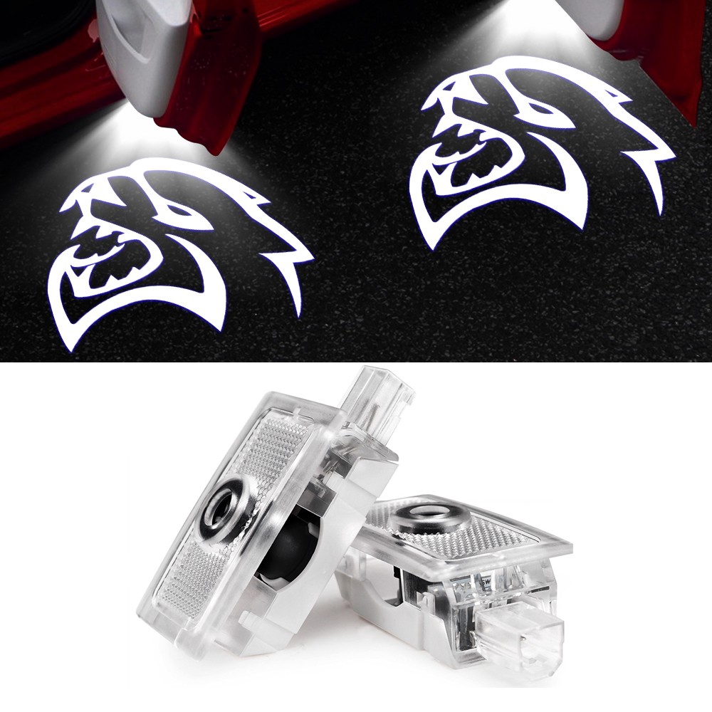 2 Chiếc Cho Dodge Sạc Xe Ô Tô LED Logo Đèn Cửa Logo Lịch Sự Ánh Sáng Cho Dodge Sạc SRT Hellcat GT R 