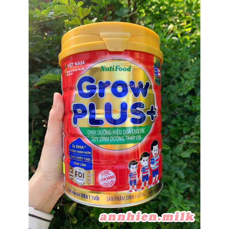 Sữa Grow plus+ dinh dưỡng hiệu quả cho trẻ suy dinh dưỡng, thấp còi - lon 900g - cho trẻ từ 1 tuổi trở lên