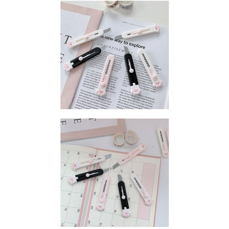 Dụng cụ cắt giấy bằng nhựa và thép không gỉ hình chân mèo dễ thương