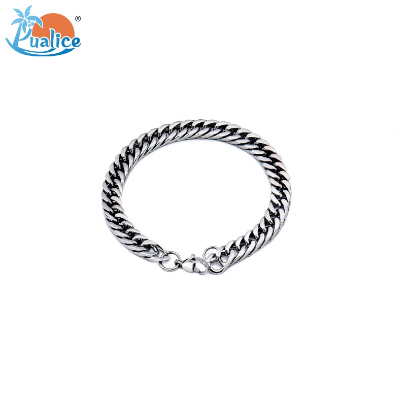 Simple and cold style couple jewelry personality solid color chain titanium steel wide bracelet men and women trendy jewelry