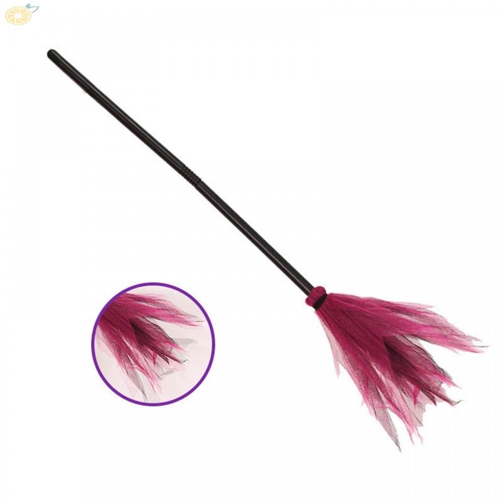 【VARSTR】Halloween Witch Plastic Broom Props Decoration Party Broom Detachable 90cm