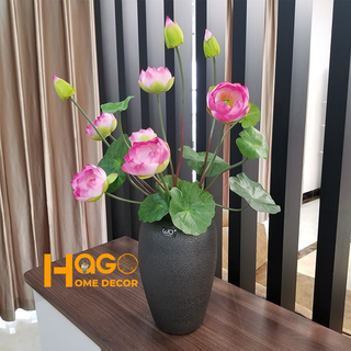 Hoa lụa, cành hoa sen 2 bông 1 nụ kèm lá cao cấp tuyệt đẹp trang trí phòng khách