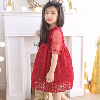 Đầm công chúa hoa hồng đỏ tay lỡ