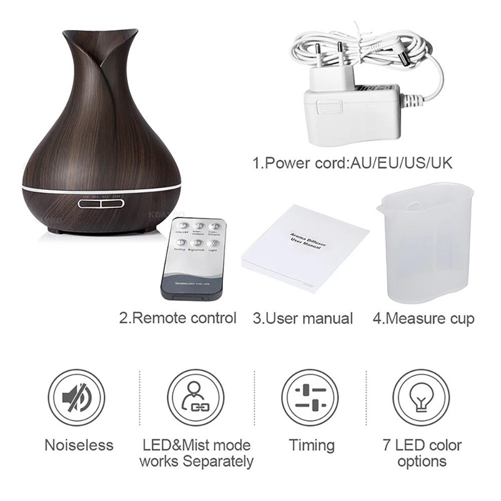 Máy khuếch tán tinh dầu tulip lớn 550ml có tích hợp remote