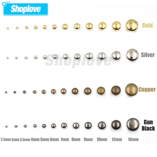 Set 100 Đinh Tán Đầu Tròn 3.5-16mm Tự Trang Trí Giày Dép Da Phong Cách Punk Rock