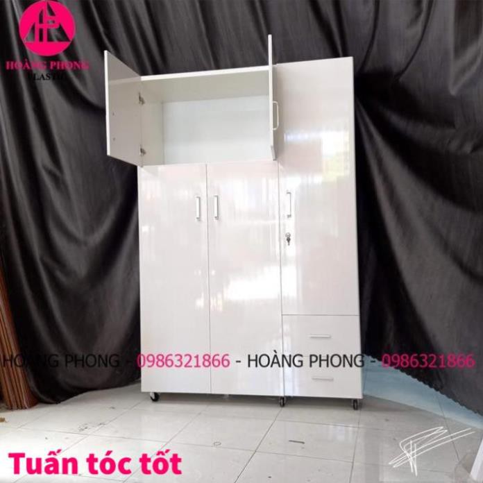 Tủ quần áo Người lớn Nhựa đài loan 1m22 x 1m85 Màu trắng 3 cánh  Cao cấp bảo hành 2 năm Miễn phí vận chuyển