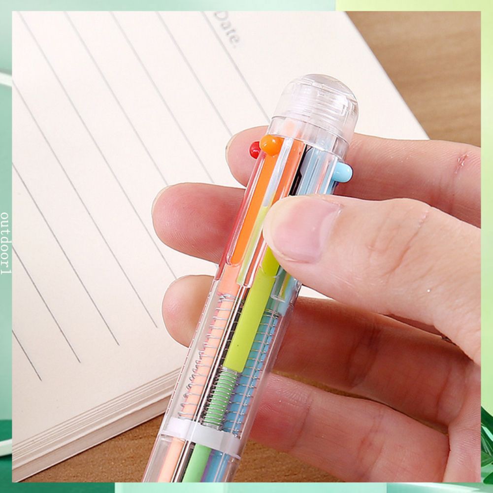 1pcs creative multicolor ballpoint pen Multifunctional press color personality oil pen stationery 6 color pen My living