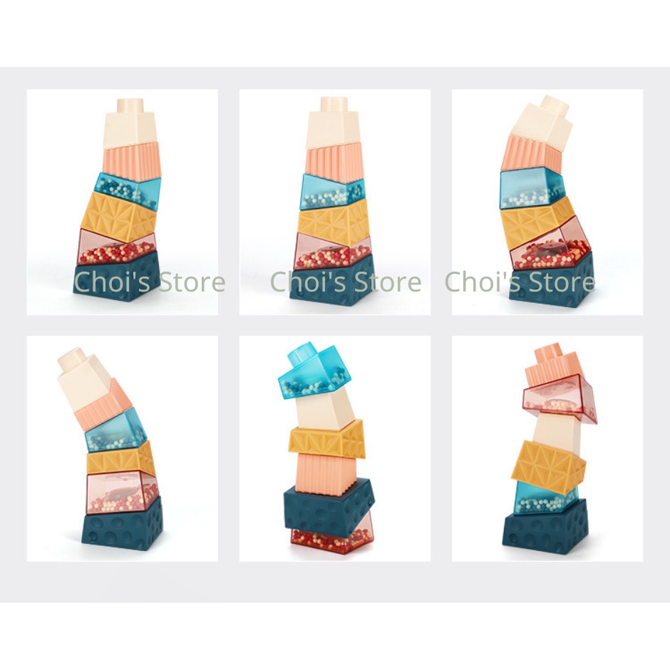 (mẫu mới) Tháp xếp chồng xúc sắc, nhận biết hình khối kích thích tư duy cho bé