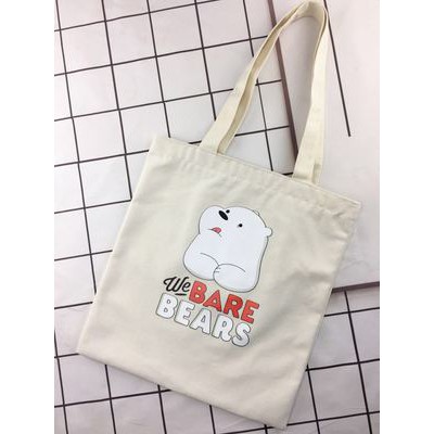 Túi vải canvas in hình gấu We Bare Bears