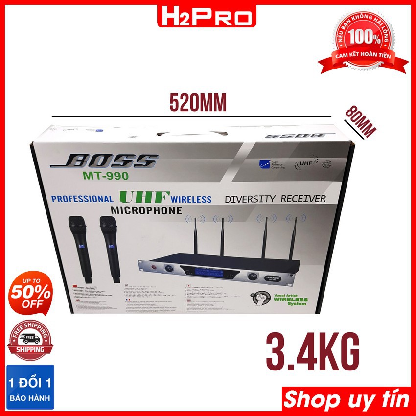 Micro karaoke không dây Boss MT 990, Micro karaoke không dây cao cấp tặng 2 cặp pin giá 50K