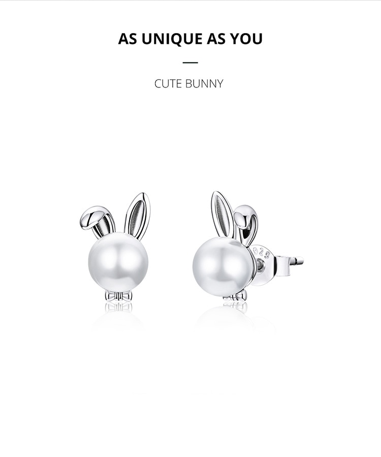 BAMOER Bông Tai Bạc 925 Hình Thỏ Dễ Thương BSE463