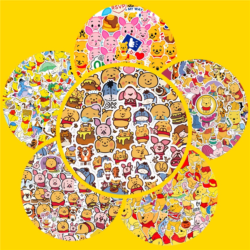 50 Cái / Bộ ❉ Hình Dán Gấu Pooh Winnie ❉ Sticker Dán Tường Chống Thấm Nước Họa Tiết Doodle Hợp Thời Trang