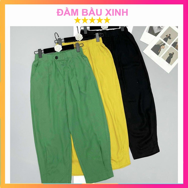Quần Nữ Chất Đũi Cạp Chun Đính Cúc Chuẩn GU 3 Màu Cao Cấp