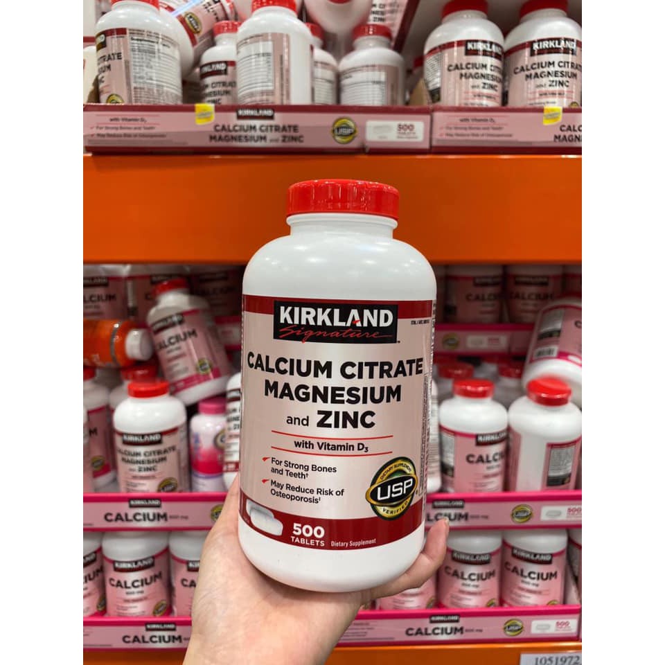 Viên uống Bổ Sung Canxi Zinc Kirkland Signature Calcium 600mg + D3 500 viên - (CHUẨN COSTCO USA)