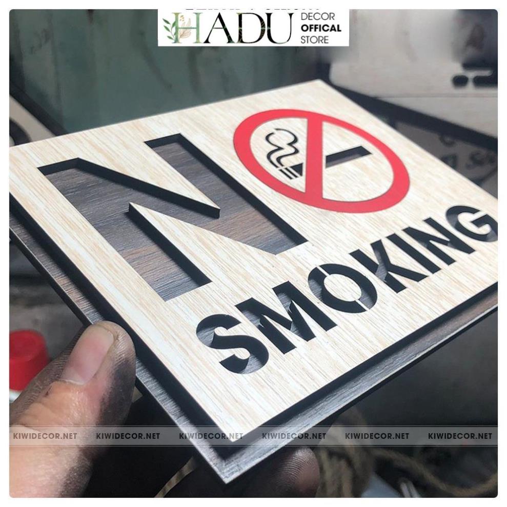 Bảng Gỗ Cấm Hút Thuốc - Bảng cấm No Smoking - HaduDecor