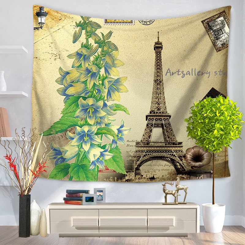 Thảm treo tường họa tiết tháp Eiffel phong cách phương Tây độc đáo