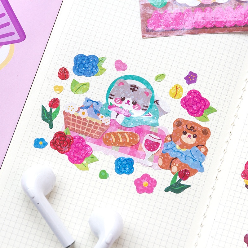 PeachMột miếng dán hình con hổ nhỏ xinh xắn dễ thương Dùng để trang trí tập ảnh nhật ký