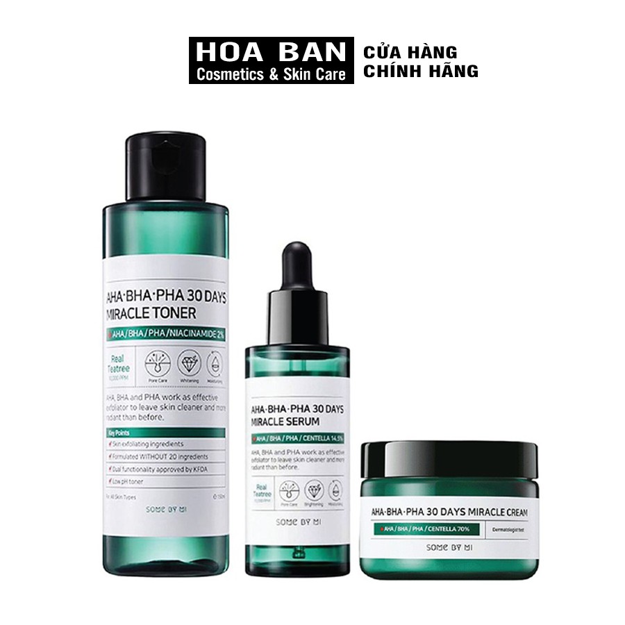 Bộ 3 Sản Phẩm Dưỡng Da Giảm Mụn Some By Mi AHA-BHA-PHA Miracle