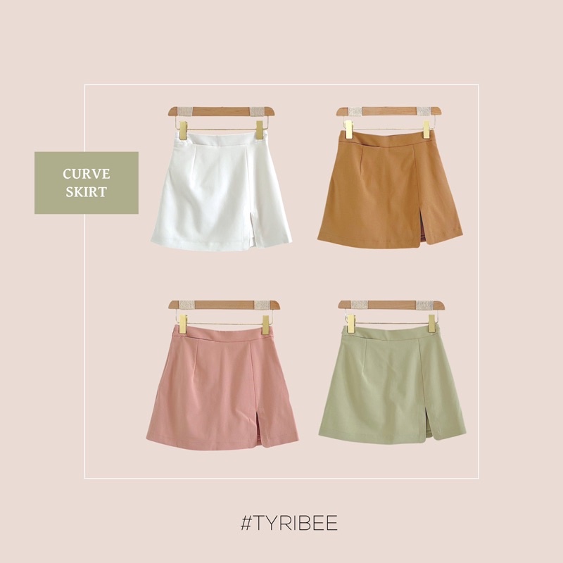 Chân váy ngắn nữ xẻ tà chất liệu kaki cao cấp nhiều màu - Curve Mini Skirt - Tyribee Clothing