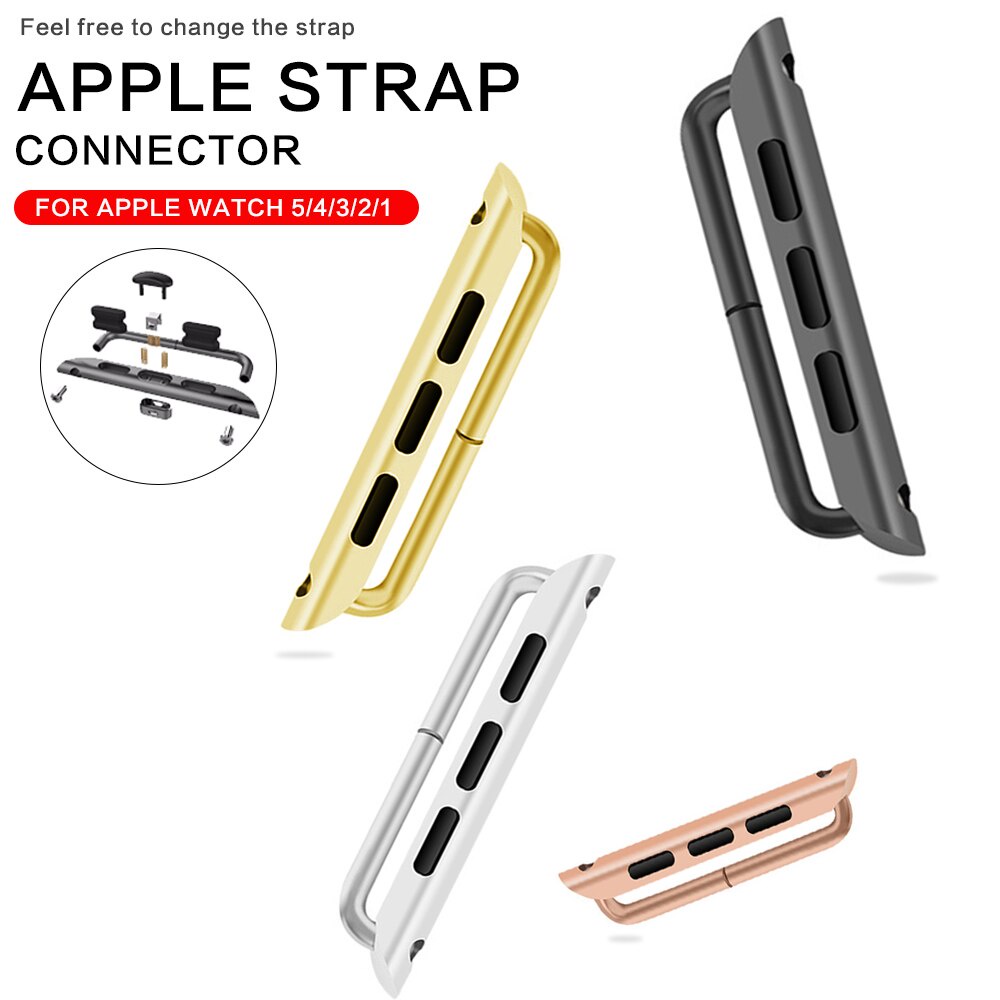 Đầu Nối Đồng Hồ Apple Watch Band Series 6 Se 5 4 3 2 1 42mm 38mm 44mm 40mm Bằng Thép Không Gỉ